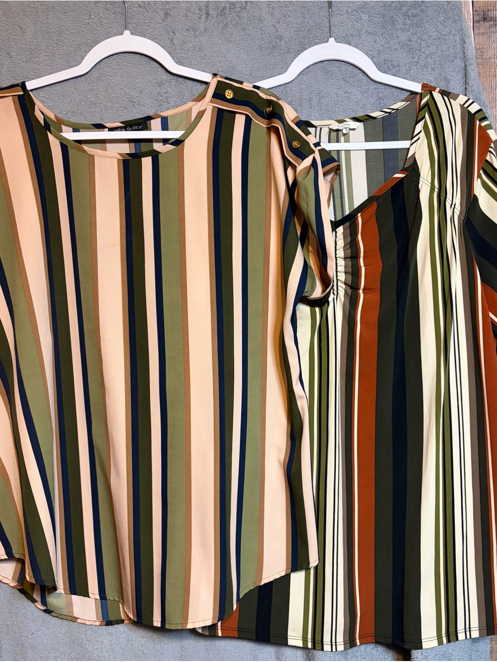 2 Striped Multi-Color Blouses - Vertical Stripes